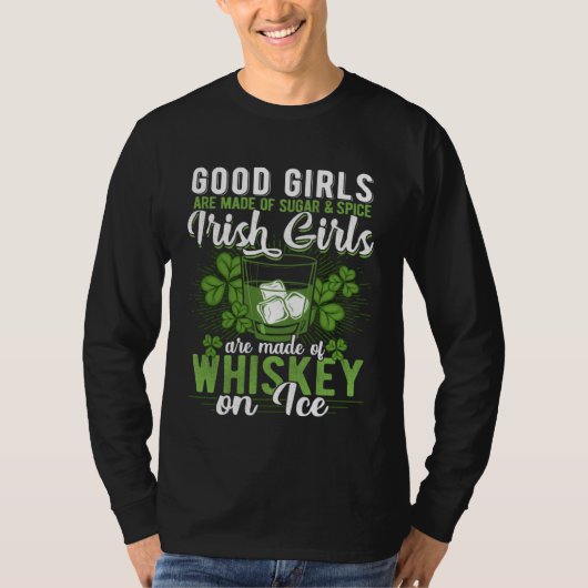 Drinking Wine St Patricks Day Whiskey Irish Ladies Tシャツ (正面)