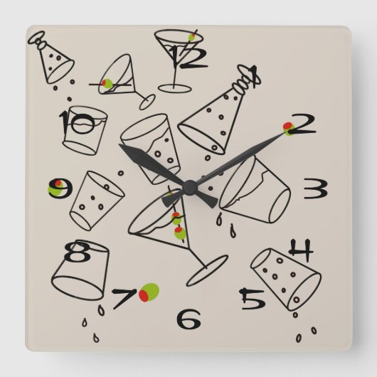 Drinks Acrylic Clock スクエア壁時計 (正面)