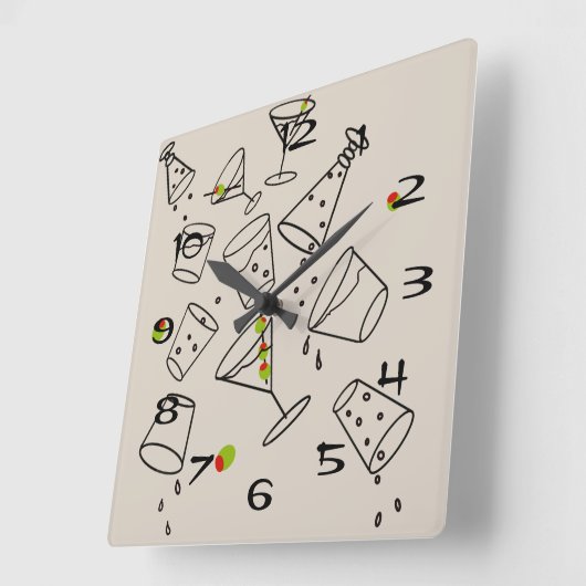 Drinks Acrylic Clock スクエア壁時計 (傾斜)