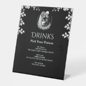 Drinks Black Elegant Gothic Skeleton Wedding 台座サイン (正面)