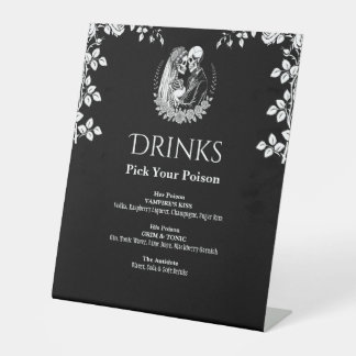Drinks Black Elegant Gothic Skeleton Wedding 台座サイン