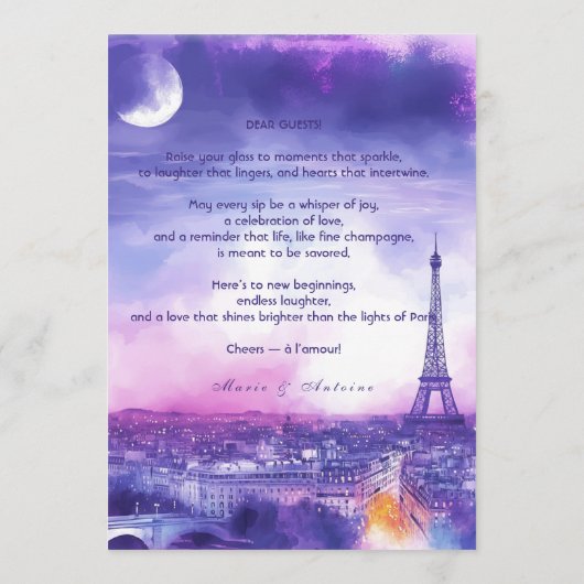 DRINKS + lovely text Amour Éternel  メニュー (裏面)