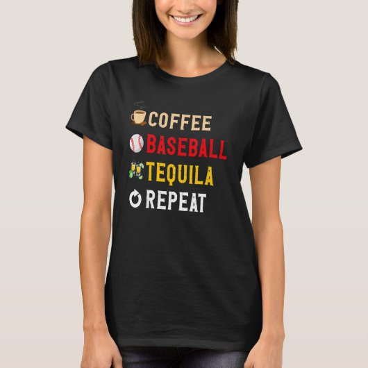 Drinks Lover Funny Coffee, Baseball, Tequila Repea Tシャツ (正面)