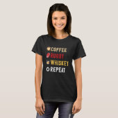 Drinks Lover Funny Coffee, Rugby, Whiskey Repeat N Tシャツ (正面フル)