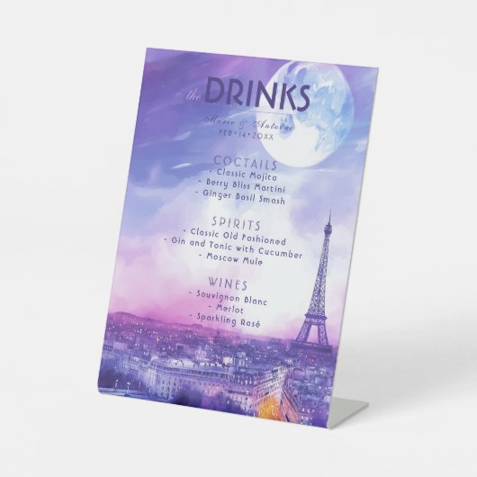 Drinks Menu Amour Éternel à la Parisienne  台座サイン (正面)