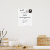 Drinks Menu Bride & Groom Bridal Wedding Poster ポスター (キッチン)