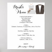 Drinks Menu Bride & Groom Bridal Wedding Poster ポスター (正面)