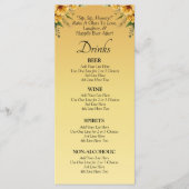 Drinks Menu Card - Golden Flowers Wedding Set メニュー (正面)