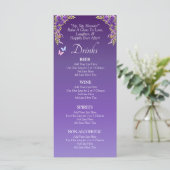 Drinks Menu Card - Purple Mauve Flowers & White メニュー (スタンド正面)
