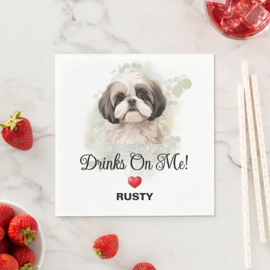 Drinks of Meシーズー（犬）結婚Tzu スタンダードランチョンナプキン (インサイチュ)