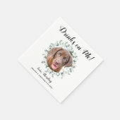 Drinks On Meオープンバーペットフォトグリーン結婚リー スタンダードカクテルナプキン (角)