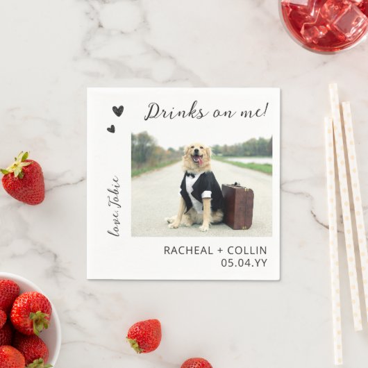 Drinks on Meカスタムペットフォト披露宴カクテル スタンダードカクテルナプキン (インサイチュ)