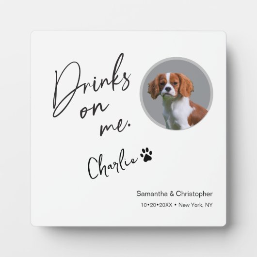 Drinks on Meスクリプトカスタムおもしろい結婚 フォトプラーク (正面)