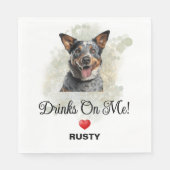 Drinks on Me Australian Cattle Dog スタンダードランチョンナプキン (正面)