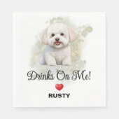 Drinks on Me Bichon Frise Wedding スタンダードランチョンナプキン (正面)