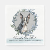 Drinks on Me Boston Terrier Pet 結婚's スタンダードランチョンナプキン (正面)