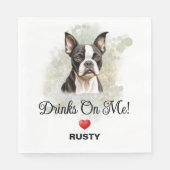 Drinks on Me Boston Terrier Wedding スタンダードランチョンナプキン (正面)