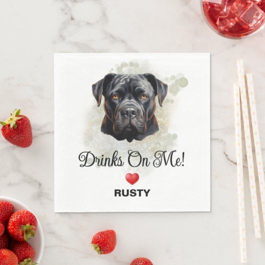 Drinks on Me Cane Corso Wedding Dog Photo スタンダードランチョンナプキン (インサイチュ)
