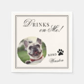 Drinks on Me Custom Pet Photo Old Money Wedding  スタンダードカクテルナプキン (正面)
