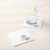Drinks On Me Cute Dog Coaster スクエアペーパーコースター (インサイチュ)