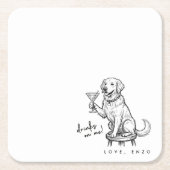 Drinks On Me Cute Dog Coaster スクエアペーパーコースター (正面)
