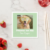 Drinks on Me Cute Fun Dog Photo Modern Green スタンダードカクテルナプキン (インサイチュ)