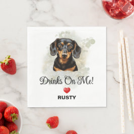 Drinks on Me Dachshund Wedding スタンダードランチョンナプキン