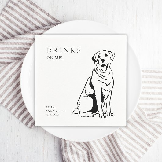 Drinks on Me Dog 結婚's スタンダードカクテルナプキン