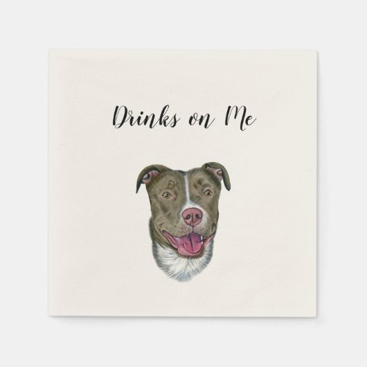 Drinks on Me Napkins (Dog) スタンダードカクテルナプキン (正面)