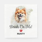 Drinks on Me Pomeranian Dog Photo Wedding スタンダードランチョンナプキン (正面)