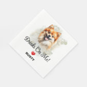 Drinks on Me Pomeranian Dog Photo Wedding スタンダードランチョンナプキン (角)