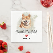 Drinks on Me Shiba Inu Wedding スタンダードランチョンナプキン (インサイチュ)