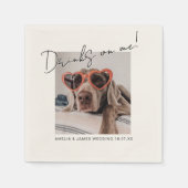 Drinks on me with Photo - personalized wedding スタンダードカクテルナプキン (正面)