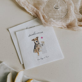 Drinks On Us | かわいいペット犬の結婚式ナプキン スタンダードカクテルナプキン