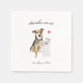 Drinks On Us | かわいいペット犬の結婚式ナプキン スタンダードカクテルナプキン (正面)