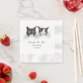 Drinks On Us Custom Cat Drawn Wedding 縁ありカクテルナプキン (インサイチュ)