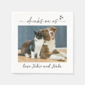 Drinks on Us Dog Cat Photo Reception Cocktail スタンダードカクテルナプキン (正面)