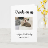 Drinks on us open bar pet photo wedding couple dat カード (黄色い花)