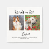 Drinks On Us Pet モダン Photoスタイリッシュ結婚. スタンダードカクテルナプキン (正面)