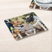 Drinks On Us Simple Photo Cute Fun Dog Pet Wedding スクエアペーパーコースター (アングル)