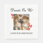 Drinks on Us Wedding Napkin with Photo スタンダードランチョンナプキン (正面)