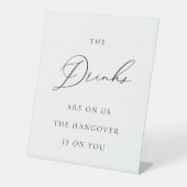 Drinks on Us Wedding Sign Minimalist Elegant  台座サイン (正面)