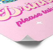 Drinks Table Disco Ball Retro Groovy Birthday ポスター (角)