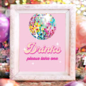 Drinks Table Disco Ball Retro Groovy Birthday ポスター