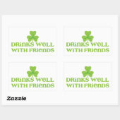 DRINKS well with friends shamrock clover leaf 長方形シール (シート)