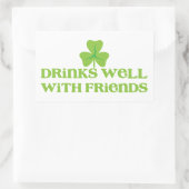 DRINKS well with friends shamrock clover leaf 長方形シール (バッグ)
