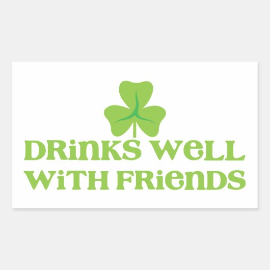 DRINKS well with friends shamrock clover leaf 長方形シール (正面)