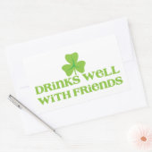 DRINKS well with friends shamrock clover leaf 長方形シール (封筒)