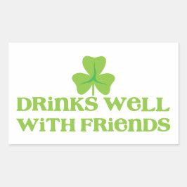 DRINKS well with friends shamrock clover leaf 長方形シール