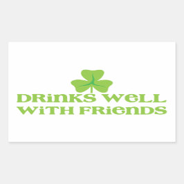 DRINKS well with friends shamrock clover leaf 長方形シール
